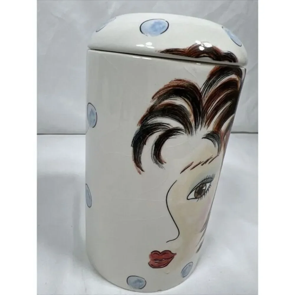 Cheryl Thompson Atmosphere Lady Face Covered Dishes Storage Canister Art‎ Decor